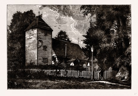 PERIVALE CHURCH, EXTERIOR, UK, engraving 1881 - 1884