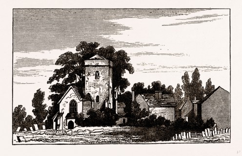 WILLESDEN CHURCH, UK, engraving 1881 - 1884