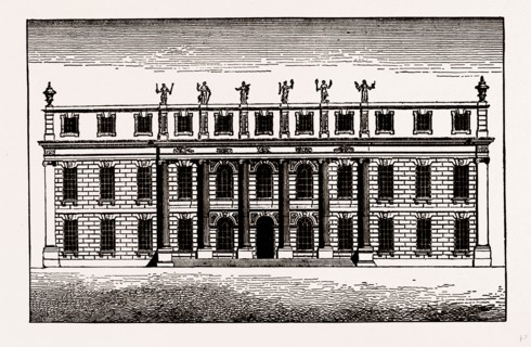 CANONS, ELEVATION OF THE ORIGINAL SOUTH FRONT, UK, engraving 1881 - 1884
