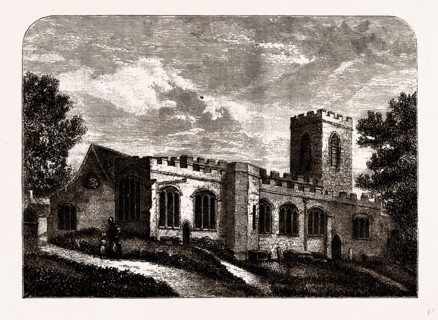 Enfield Church, UK, engraving 1881 - 1884