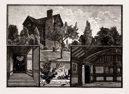 QUEEN ELIZABETH'S LODGE, UK, engraving 1881 - 1884