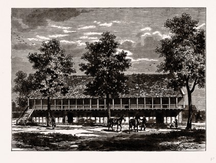 THE OLD STABLES AT SION HOUSE, History of Isleworth, UK, engraving 1881 - 1884