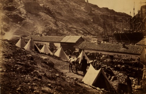 The old Genoese Castle at Balaklava, from above the castle pier, Crimean War, 1853-1856, Roger