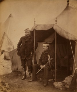 Lieutenant General Sir John Campbell & Captain Hume, his aide-de-camp, the general sitting, Crimean
