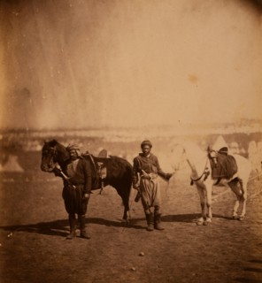 Nubian servants & horses, Crimean War, 1853-1856, Roger Fenton historic war campaign photo