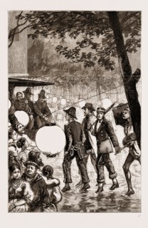 THE PRINCE OF WALES IN CEYLON, SRI LANKA, 1876: "UNDER DIFFICULTIES" GOING TO THE STATE BALL AT THE