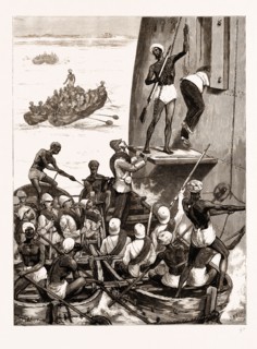 THE PRINCE OF WALES IN INDIA, 1876: TROOPS OF THE 43RD REGIMENT EMBARKING AT CANANORE TO MEET THE