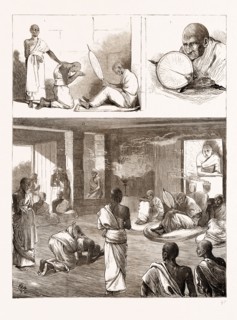 A BUDDHIST ORDINATION IN CEYLON, SRI LANKA, 1876: 1. The Candidate giving "Sil" (taking his vows)