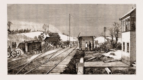 THE RAILWAY ACCIDENT AT ABBOT'S RIPTON, SCENE ON THE LINE AFTER THE DOUBLE COLLISION, 1876