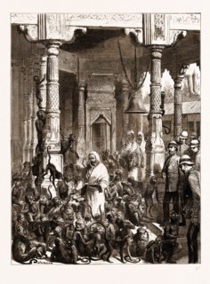 THE PRINCE OF WALES VISITING THE MONKEY TEMPLE, BENARES, VARANASI, INDIA, 1876