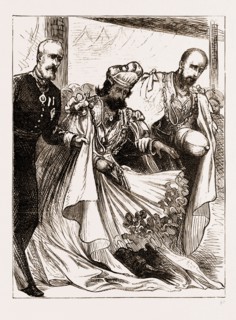 THE CHAPTER OF THE STAR OF INDIA AT CALCUTTA, INDIA, 1876: THE MAHARAJAH OF JODHPORE RETIRING FROM