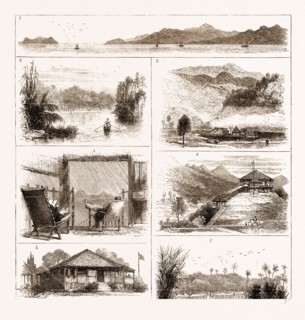 IN THE MALAY PENINSULA: 1. Pulo Remo and Part of the Island of Penang. 2. View on the Larut River.
