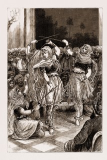 NAUTCH FENCING DANCE BEFORE THE PRINCE OF WALES AT JAMMU, INDIA, 1876