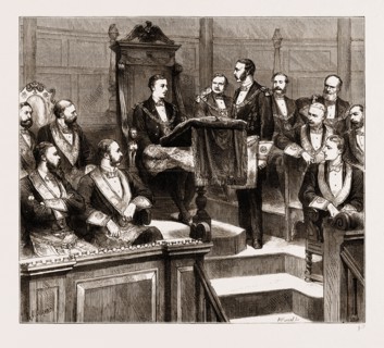 INSTALLATION OF PRINCE LEOPOLD AS GRAND MASTER OF THE OXFORDSHIRE FREEMASONS IN THE SHELDONIAN