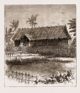 THE WAR IN THE MALAY PENINSULA, 1876: TEMPORARY RESIDENCY AT BANDA BAHRU, PERAK RIVER, WHERE MR.