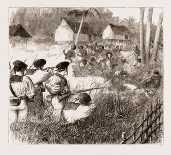 THE WAR IN THE MALAY PENINSULA, 1876: ATTACK ON THE VILLAGE OF KOLAH LAMA ON THE PERAK RIVER