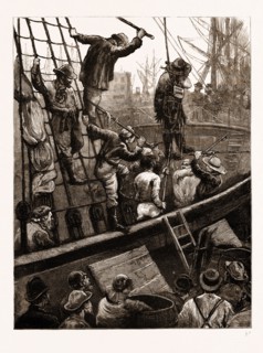 EASTER-TIDE CEREMONIES: "FLOGGING JUDAS ISCARIOT", A SCENE ON BOARD A PORTUGUESE SHIP IN THE LONDON