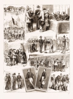 THE SYSTEM OF CONSCRIPTION IN FRANCE, 1876: 1. Specimens of the Conscripts. 2. Drawing Lots. 3.