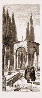 TOMB OF THE FAVOURITE HORSE OF SULTAN MAHMOUD AT THE TURKISH CEMETERY AT SCUTARI, ISTANBUL, TURKEY,