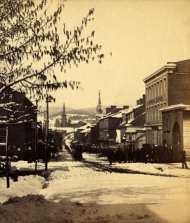 Baltimore St., Cumberland, after a snow storm, Apl. 10, 1862, USA, US, Vintage photography