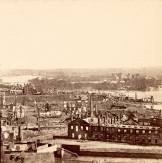 Panoramic view of Richmond in ruins, USA, US, Vintage photography