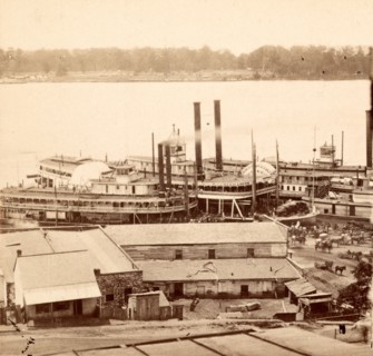 The levee at Vicksburg, Miss., February, 1864, USA, US, Vintage photography