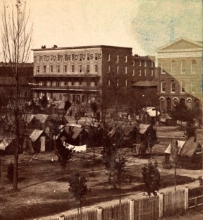 Front (i.e., Trout) House and Masonic Hall, Marietta St., Atlanta, USA, US, Vintage photography