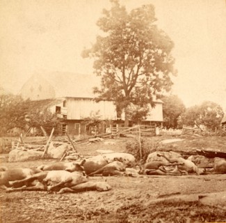 View at Losser's (i.e. Trostle's) barn, where the 9th Massachusetts Battery was cut up, USA, US,