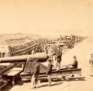 Ft. Brady, James River, Va. View showing battery ready for action, USA, US, Vintage photography