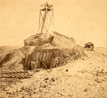 The light house of Fort Sumpter (i.e. Sumter), Charleston Harbor, S.C. Morris Island in the