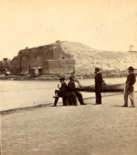 Fort Sumpter (i.e. Sumter) from the bar. Fort Sumter is a Third System masonry sea fort located in