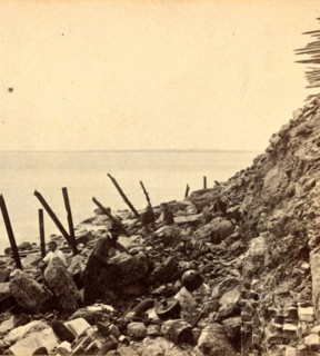 Sea face of Fort Sumpter (i.e. Sumter), looking toward Morris Island. Fort Sumter is a Third System
