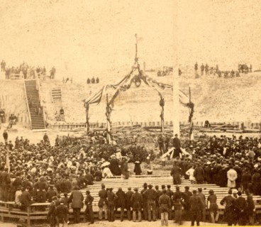 Interior of Fort Sumpter (i.e. Sumter), Charleston Harbor, S.C., April 14th, 1865. Awaiting the