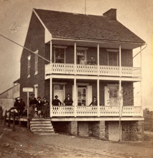 Battlefield Hotel, the outer post of sharp shooters, US, USA, America, Vintage photography