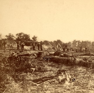 Confederate dead at Fort Robinette, Corinth, US, USA, America, Vintage photography