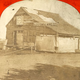Embalming building near Fredericksburg, where some bodies were prepared for sending home, US, USA,