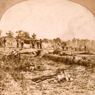 Confederate dead at Fort Robinette, Corinth, US, USA, America, Vintage photography