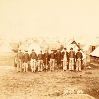 Soldiers' winter quarters, Army of the Potomac. Inside the first line of fortifications, near City