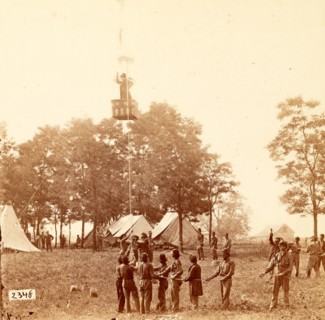Professor Lowe in his balloon, Vintage photography