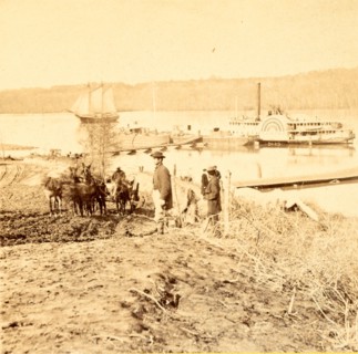 General hospital wharf. Army of the Potomac, City Point, Va., US, USA, America, Vintage photography