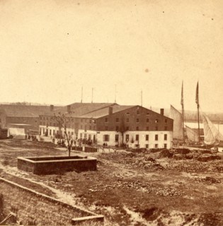 Libbey (i.e. Libby) Prison from Union Hotel, Richmond, US, USA, America, Vintage photography