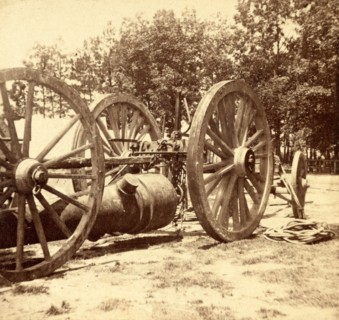 Same gun and sling cart as shown in no. 1051, showing how the gun is slung under the cart, US, USA,