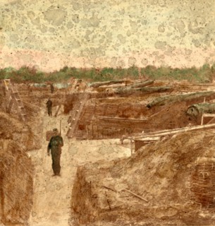 Northeast view of Battery no. 1, at Farnhold's house, York River, mounting one 200 pound & five 100