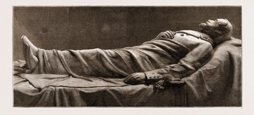 RECUMBENT STATUE OF THE LATE GENERAL LEE, IN THE MAUSOLEUM AT LEXINGTON, VIRGINIA, U.S.A., U.S.,