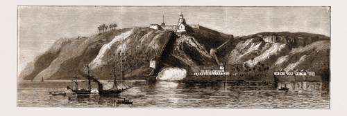 1. The Indian Government steamer May Frere, with the Prince of Wales on board, passing Aguada Fort,