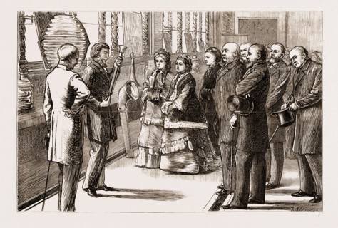 VISIT OF THE QUEEN TO THE LOAN COLLECTION OF SCIENTIFIC APPARATUS AT SOUTH KENSINGTON, LONDON, UK,