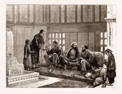 THE EASTERN QUESTION: A MORNING CALL IN A TURKISH HOUSE, ISTANBUL, TURKEY, 1876