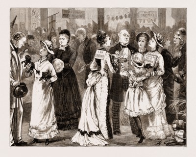 BAZAAR AT THE "STAR AND GARTER," RICHMOND, IN AID OF THE NATIONAL ORPHAN HOME, LONDON, UK, 1876