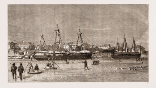 H.M.S. "GROWLER" FROZEN IN AT TIENTSIN, PEIHO RIVER, CHINA, 1876