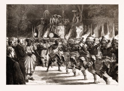 THE PRIVATE PEREHARA BEFORE THE PRINCE OF WALES, KANDY, INDIA, 1876